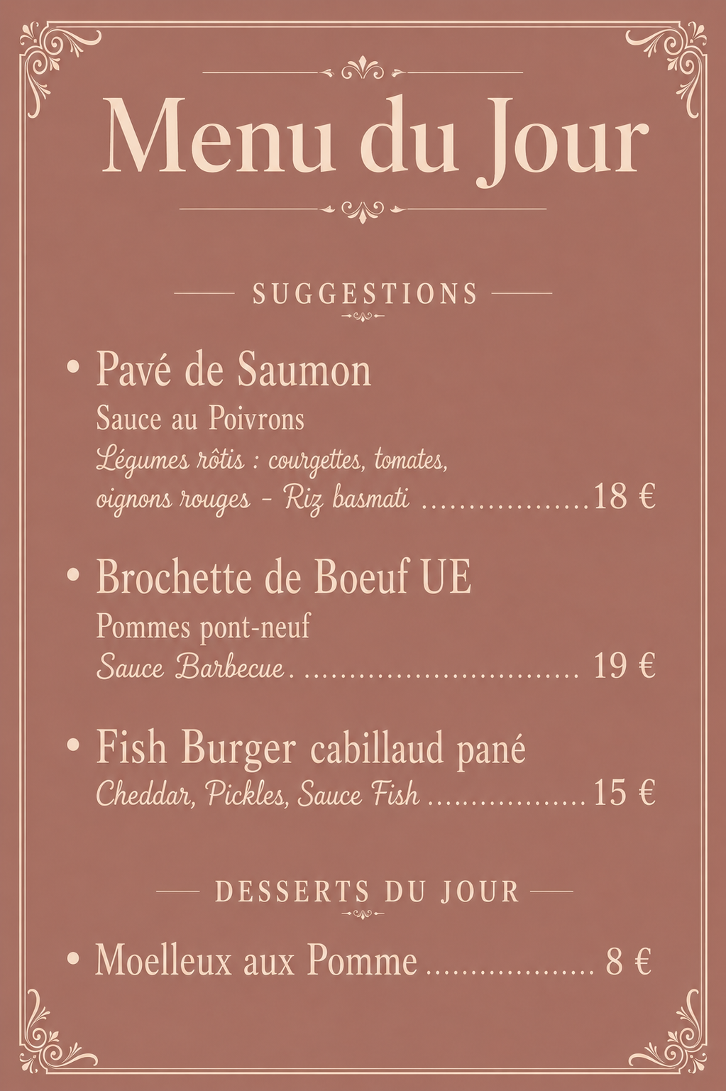 Ardoise du jour